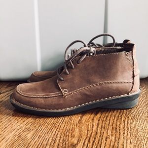 CLARKS Brown Leather Ankle Boots